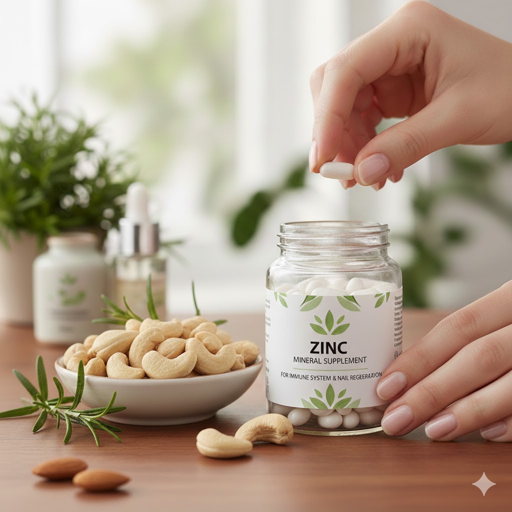Zinc mineral supplement for immune system and nail regeneration